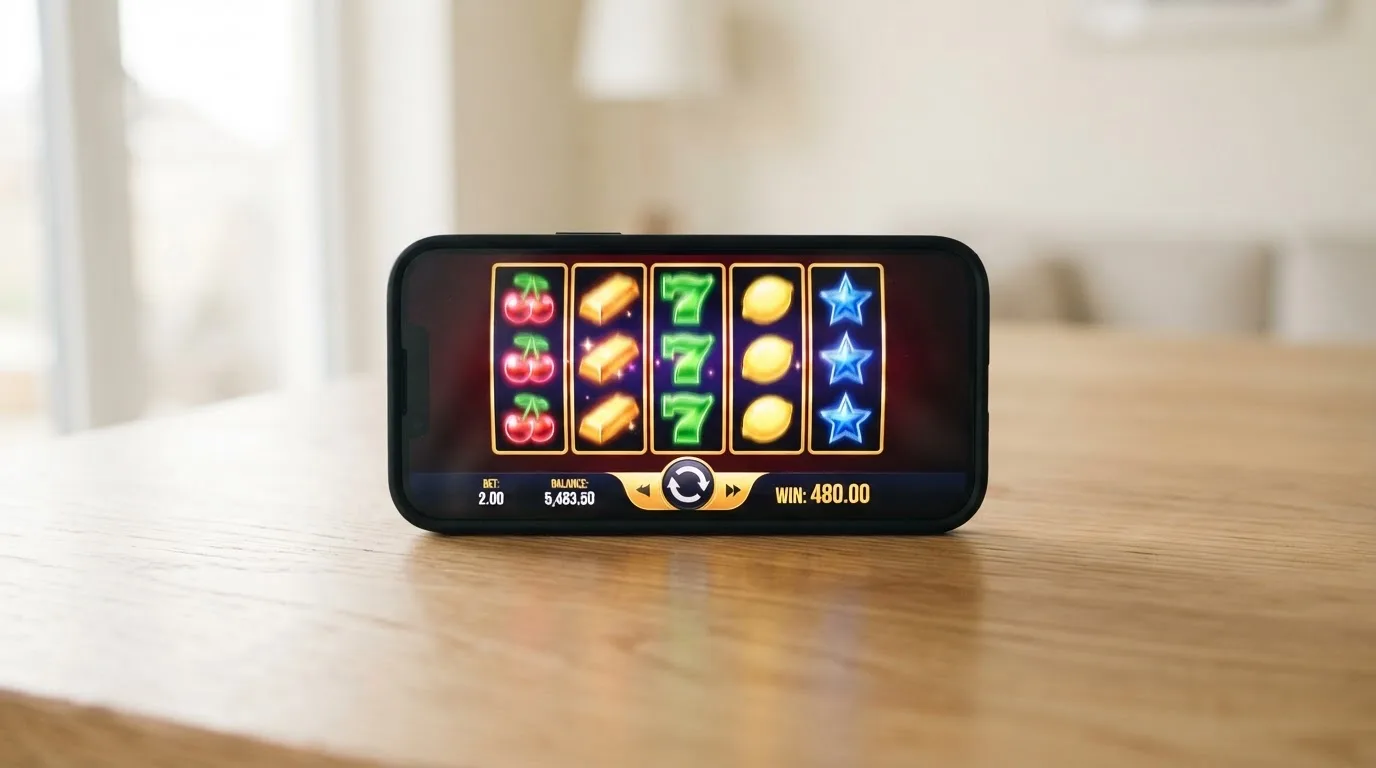 Tři mobilní telefony vedle sebe — Android, iPhone a Huawei — každý s jinou casino aplikací na displeji