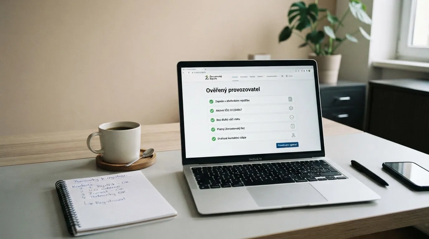 Úřední dokument s logem Ministerstva financí ČR na pozadí obrazovky s přehledem licencovaných online casin