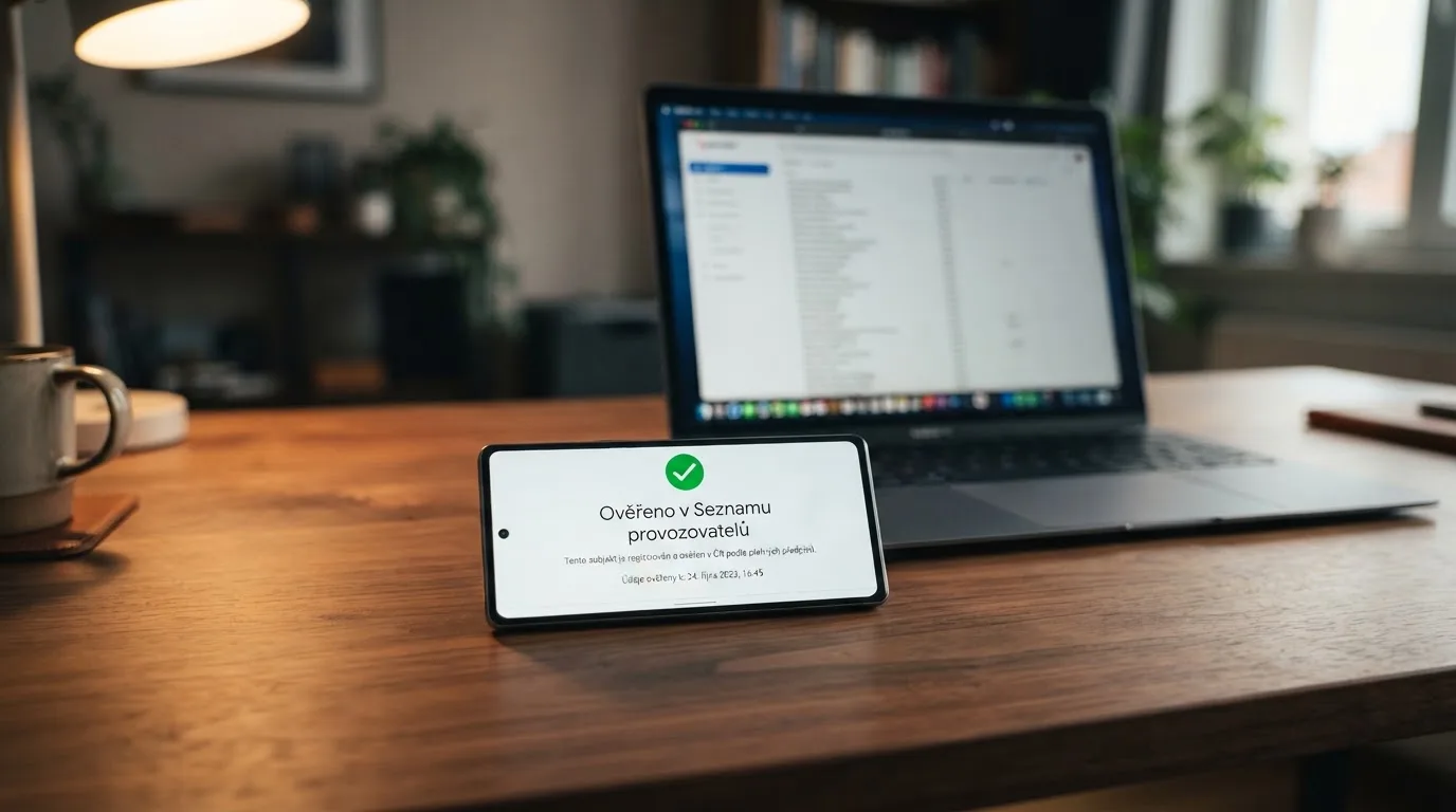 Úřední dokument s razítkem Ministerstva financí ČR položený vedle chytrého telefonu