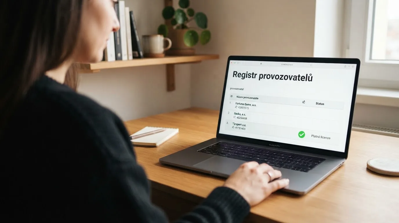 Úřední dokument s razítkem Ministerstva financí ČR a logem Registru provozovatelů hazardních her