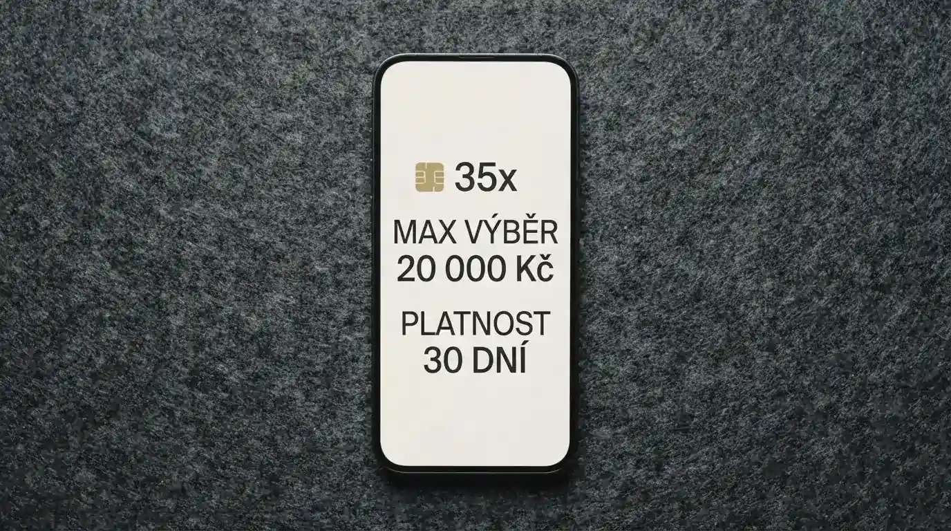 Detail bonusových podmínek s vyznačeným wageringem, maximálním výběrem a dobou platnosti na obrazovce telefonu