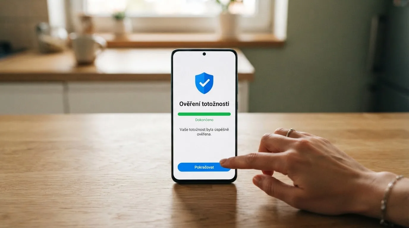Mobilní telefon s rozhraním BankID při ověřování totožnosti pro vstup do online casina