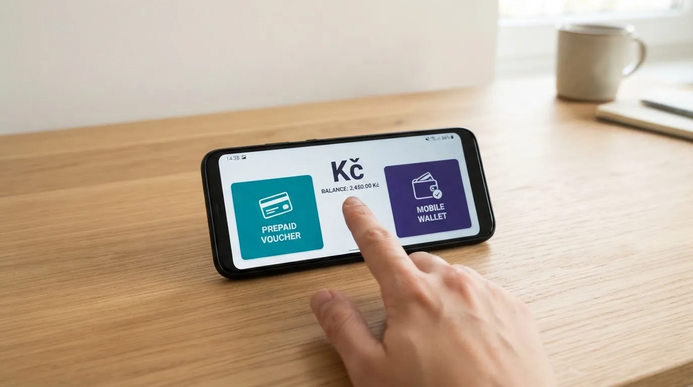 Mobilní telefon s aplikacemi Paysafecard a Aircash pro vklad do online casina